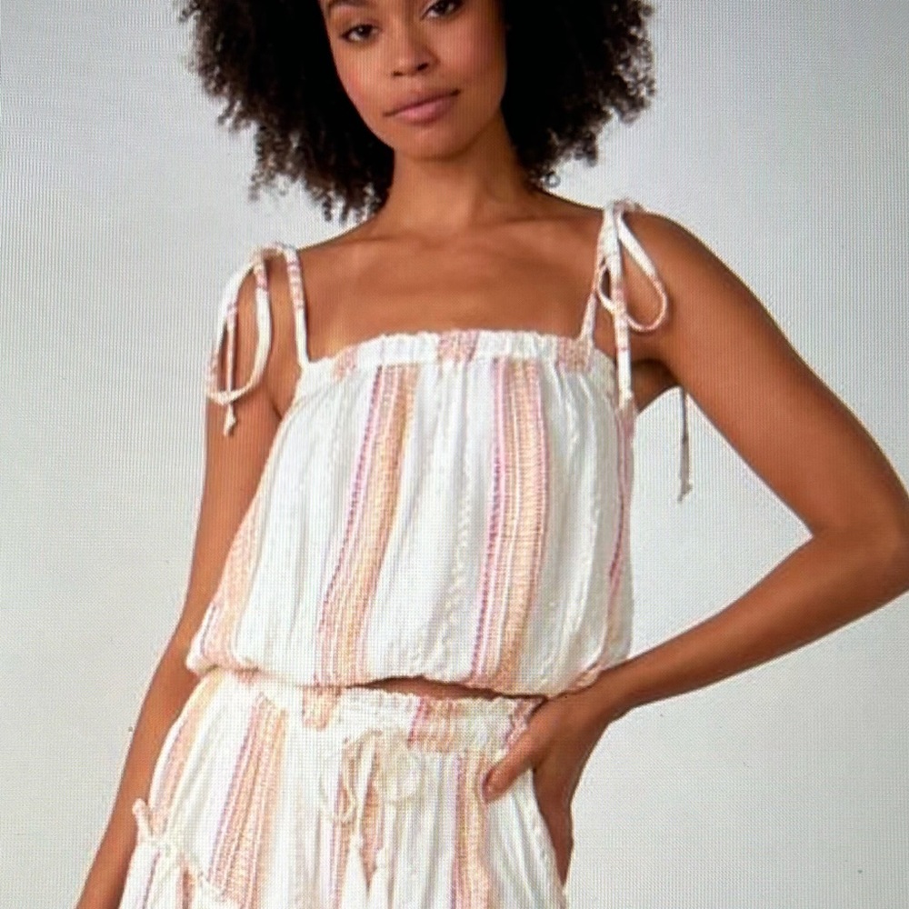ELAN Cory White Rose Gold Strappy Tube Top Medium